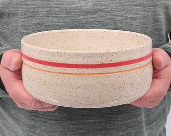 Banded Slow Feeder OR Water/Food Dog Bowl, Handmade, Wheel Thrown Ceramic