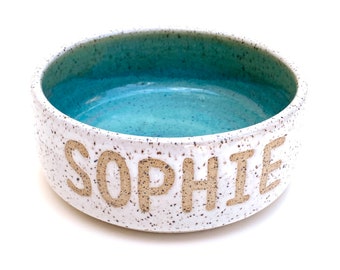 Food or Water Personalized Handmade Ceramic Dog Bowl