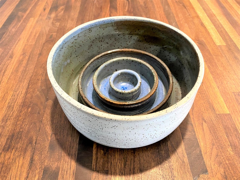 Handmade Ceramic Dog Bowl Slow Feeder Blue Etsy