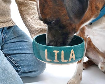 Food or Water Personalized Handmade Ceramic Dog Bowl | Custom Bowl | Customization | Dog Feeder | Pottery | Dog Food Bowl