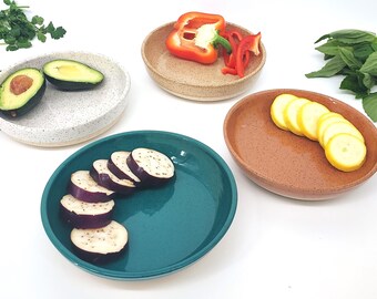 Set of 4 Handmade Ceramic Pasta Bowls – Wheel Thrown Stoneware, Salad Dish