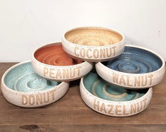 Personalized Slow Feeder Handmade Ceramic Cat Bowl | Custom Bowl | Custom Feeder Bowl | Customization | Pottery | Pet Feeder Bowl