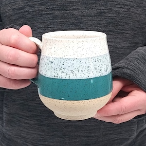 The COZY MUG, Three-Tone Pattern, Handmade Ceramic Mug – Unique Mug – Coffee Mug – Tea Mug