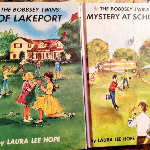 Bobbsey Twins vintage book lot - hardback books 1 & 4 in decent condition