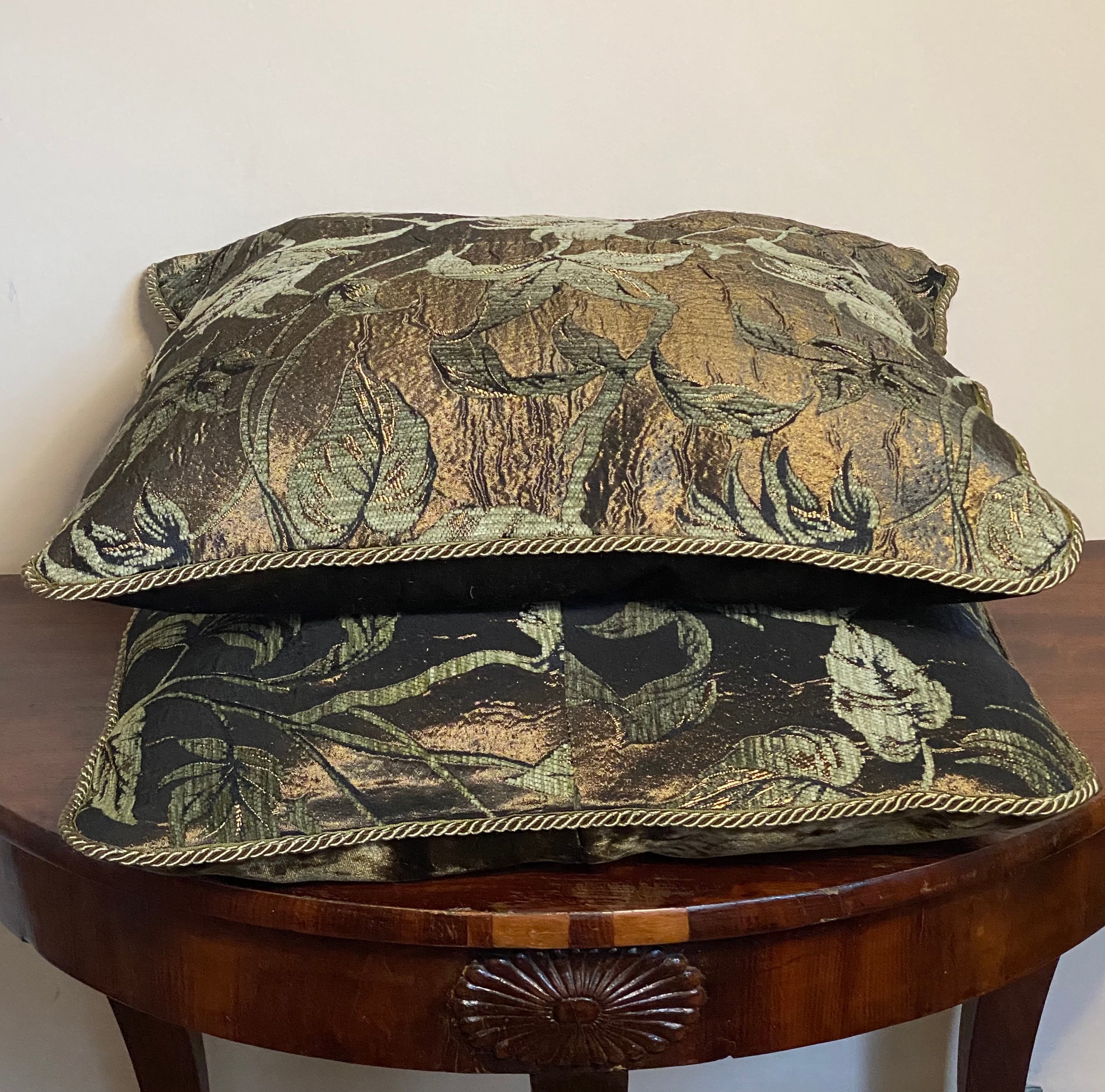 Bohemian dark green throw pillow decadent khaki satin Etsy