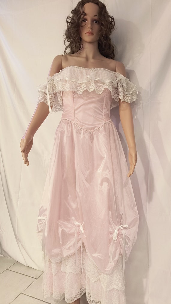 Vintage Pink Prom Dress from the 1980s ILGWU Cind… - image 1