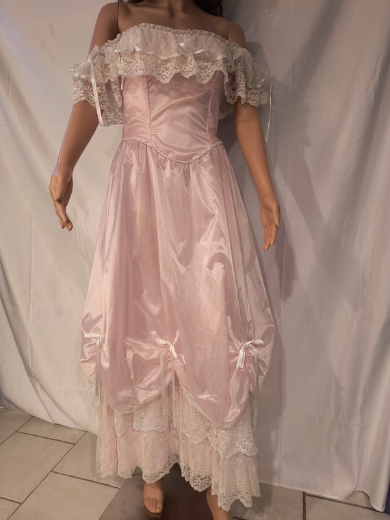 Vintage Pink Prom Dress from the 1980s ILGWU Cind… - image 2