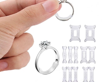 12Pcs Ring Size Adjuster Pad Invisible Clear Resin Ring Sizers Fit Reducer Guard 