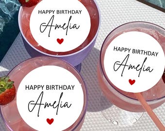 EDIBLE Birthday Drink Toppers, Edible Cocktail Topper, Birthday Party Decor, Happy Birthday Drink toppers, 30TH Birthday Cake Toppers, bday