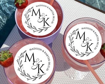 Initials Name Wedding Drink Toppers/Monogram Edible Cocktail Topper/Wedding Reception Decoration Toppers/Bridal Party Decor/Wedding Favors