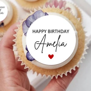 EDIBLE Birthday Cake Toppers, Edible Cupcake Topper, Birthday Party Decor, Happy Birthday Drink Topper, 30TH Birthday Cocktail Toppers, bday