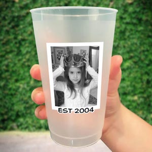 Custom Baby Face Plastic Party Cups, Frosted Party Cups, Personalized 30th 40th Birthday Cups, Vintage Pic Cups, Wedding Face Party Cup