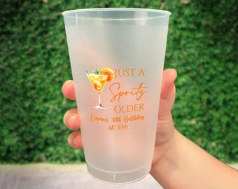A Spritz Older Birthday Cups, Spritz Bachelorette Party Favors, Custom Spritz Party Cup Favors, Birthday Party Decor, Italian Summer Vibes
