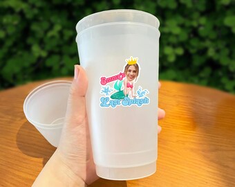 Last Splash Bachelorette Cups with Face, Funny Bride Face Frosted Cup, Coastal Party Favors, Bach Weekend Cups, Bride Beach Decor, Party Cup