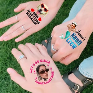 Custom Bachelorette Tattoos, Bachelorette Party Favors, Groom&#39;s Face Tattoo, Bride Tattoo, Funny Bride Gift, Custom Photo Party Tattoo Favor