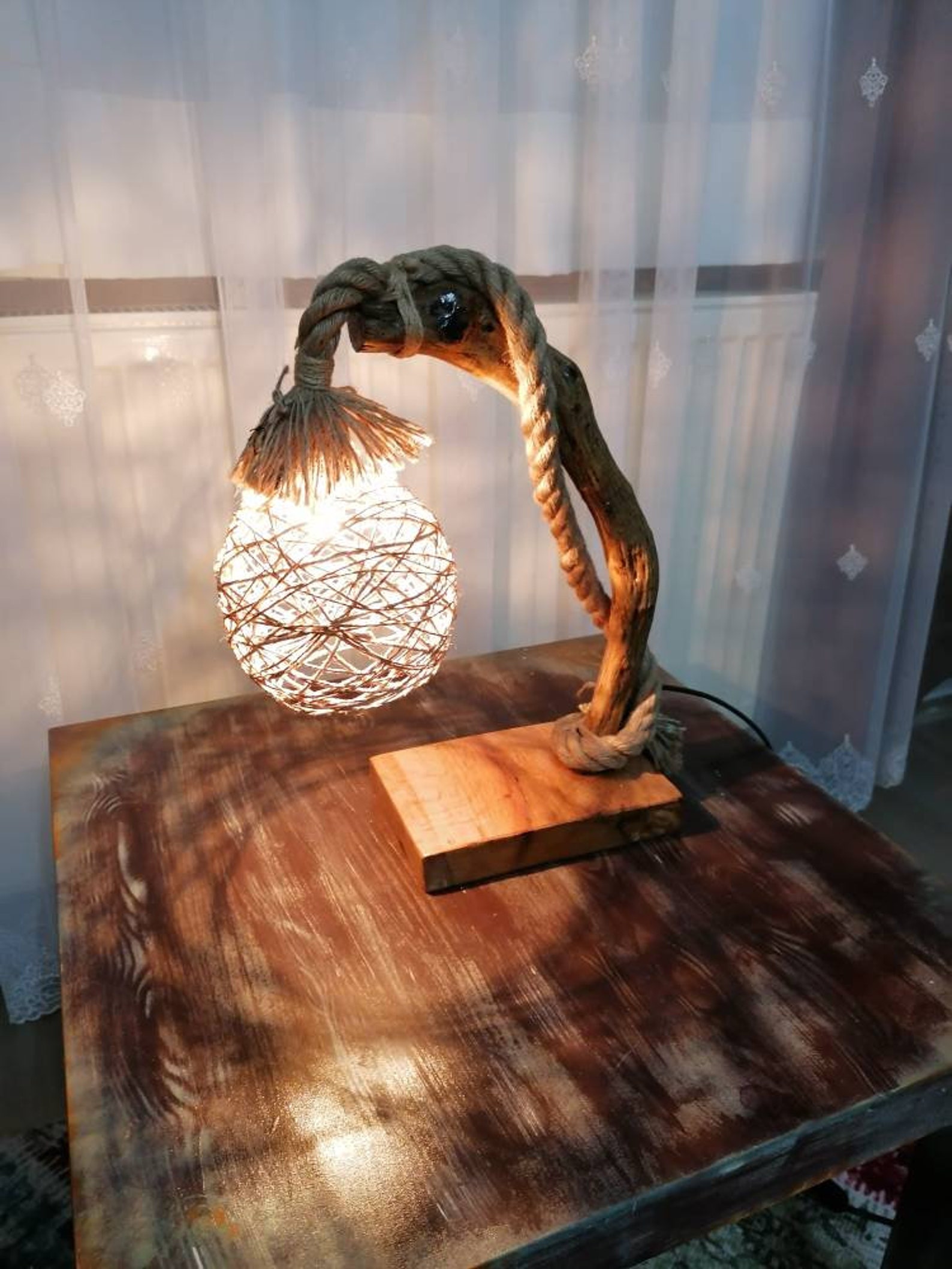 Hand carved lamp hand made wood 30x 55 cm Etsy