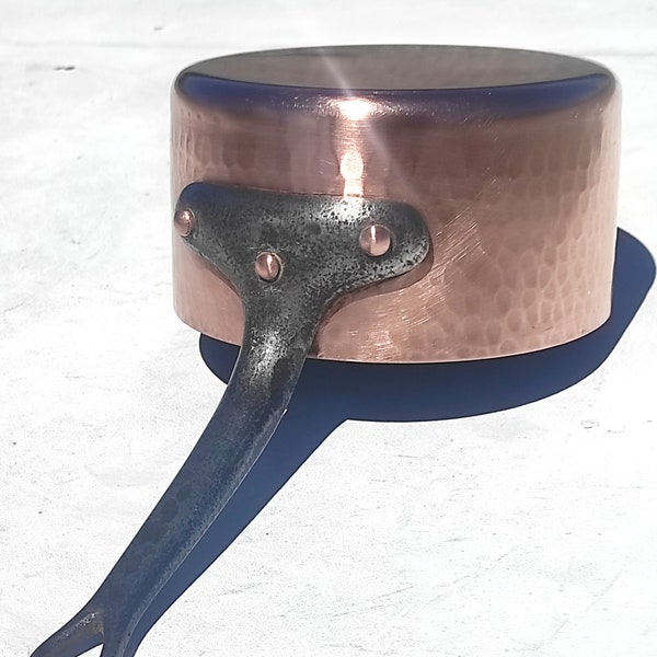 Vintage 7.3inch French Copper Saucepan Pan| Made in France| Tin Lining| Hammered Finish| French Copper Cookware| 2.5mm| 6lbs| Gift Idea!