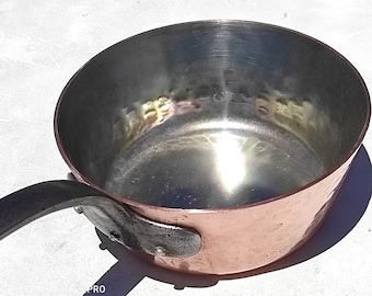 Sartén francesa vintage de cobre, con revestimiento de acero inoxidable, 7,3 pulgadas, 2,5 mm