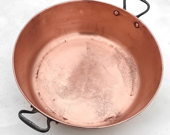 Vintage French Copper Jam Pan Mixing Bowl Confiture| Iron Handles| Made in France| 14.8inch| 2.6lbs| Vtg Copper Cookware| Gift Idea!