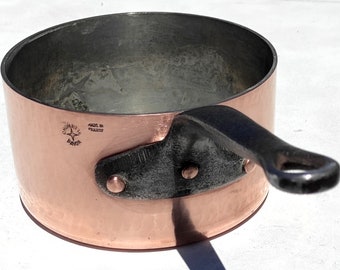 Vintage 7.3inch French Copper Saucepan Pan| Chomette Favor Made in France| Tin Lining| Hammered Finish| French Copper Cookware| 3mm| 5.5lbs