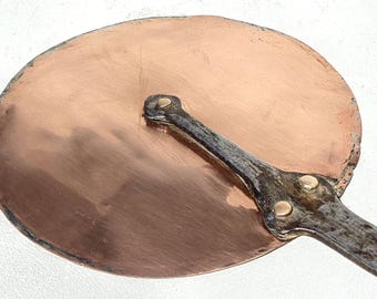 Utensilios de cocina franceses de cobre vintage, tapa para sartén, cubierta, 7,5 pulgadas