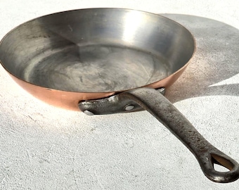 Sartén francesa vintage de cobre con revestimiento de aluminio, 24,4 cm (9,6 pulgadas), 1,36 kg (3 libras).