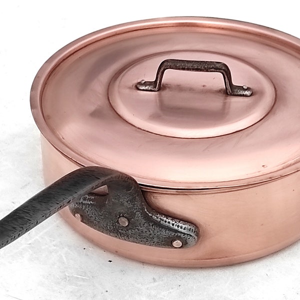 Vintage 11.6inch Copper Saute Saucepan With Lid| | Made in France| Tin Lining| French Copper Cookware| 3.5mm| 5kg/ 11lbs| Gift Idea!