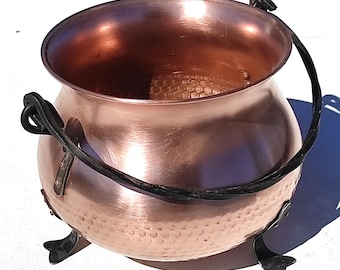 Ollas y sartenes de cobre francesas antiguas, caldero, maceta, 9,4 pulgadas