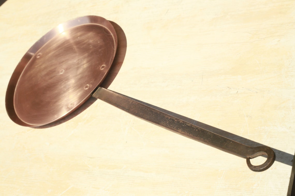 French vintage Copper crepe pan Cast iron skillet Copper Etsy
