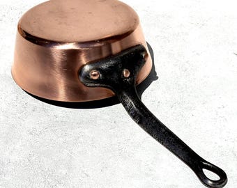 Sartén francesa de cobre vintage, 8,1 pulgadas, 5 libras.