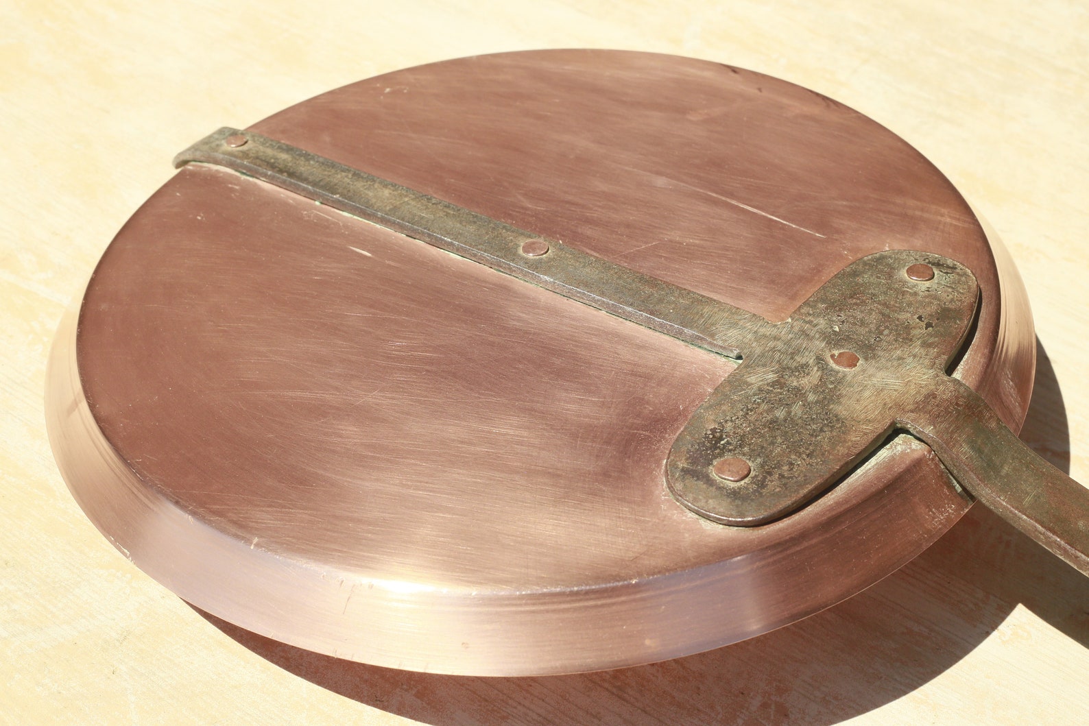 French vintage Copper crepe pan Cast iron skillet Copper Etsy