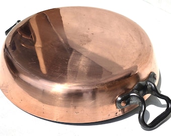 Juego de utensilios de cocina franceses antiguos de cobre, paellera, 36 cm, 3,5 kg.