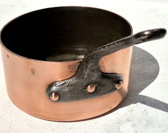 Cacerola francesa vintage de cobre, con revestimiento de estaño, marca Toque Chef, 6,5 pulgadas.