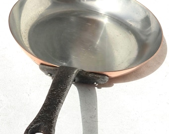 Sartén de cobre vintage, fabricada en Francia, con revestimiento de estaño, 26,4 cm (10,4 pulgadas), 2 kg (4,4 libras).