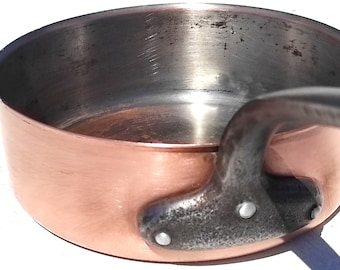 Sartén francesa de cobre vintage, 9,1 pulgadas, 3 libras.