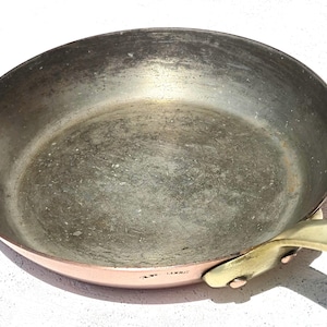 Vintage 7.3inch Round Copper Fish Pan Frying Pan| E Dehillerin Paris| Made in France| Tin Lining| French Copper Cookware| 2.2lbs| Gift Idea