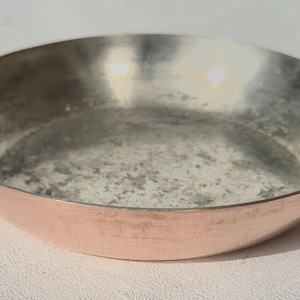 Vintage French Copper Frying Pan: Tin Lined Bronze Handle Cookware