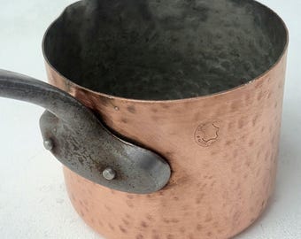 Ollas y sartenes de cobre francesas antiguas, cacerola, cacerola para verter, martilladas, 3,9 pulgadas