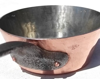 Vintage French 4.9inch Copper Saute Windsor Saucepan| Llecellier Villedieu| Made in France| Mint Tin Lining| 1.5mm| 1.1lbs| Gift Idea!