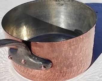 Vintage 9.6inch French Copper Saucepan Pan| Made in France| Mint Tin Lining| French Copper Cookware| | 1.5mm| 2.5kg/ 5.5lbs| Gift Idea!