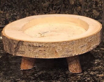 Handcrafted Rustic Wood Wedding Cake Stand: Birch Woodland Table