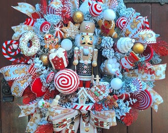 Gingerbread Nutcracker Wreath, Candy Cane Lane Nutcracker Wreath