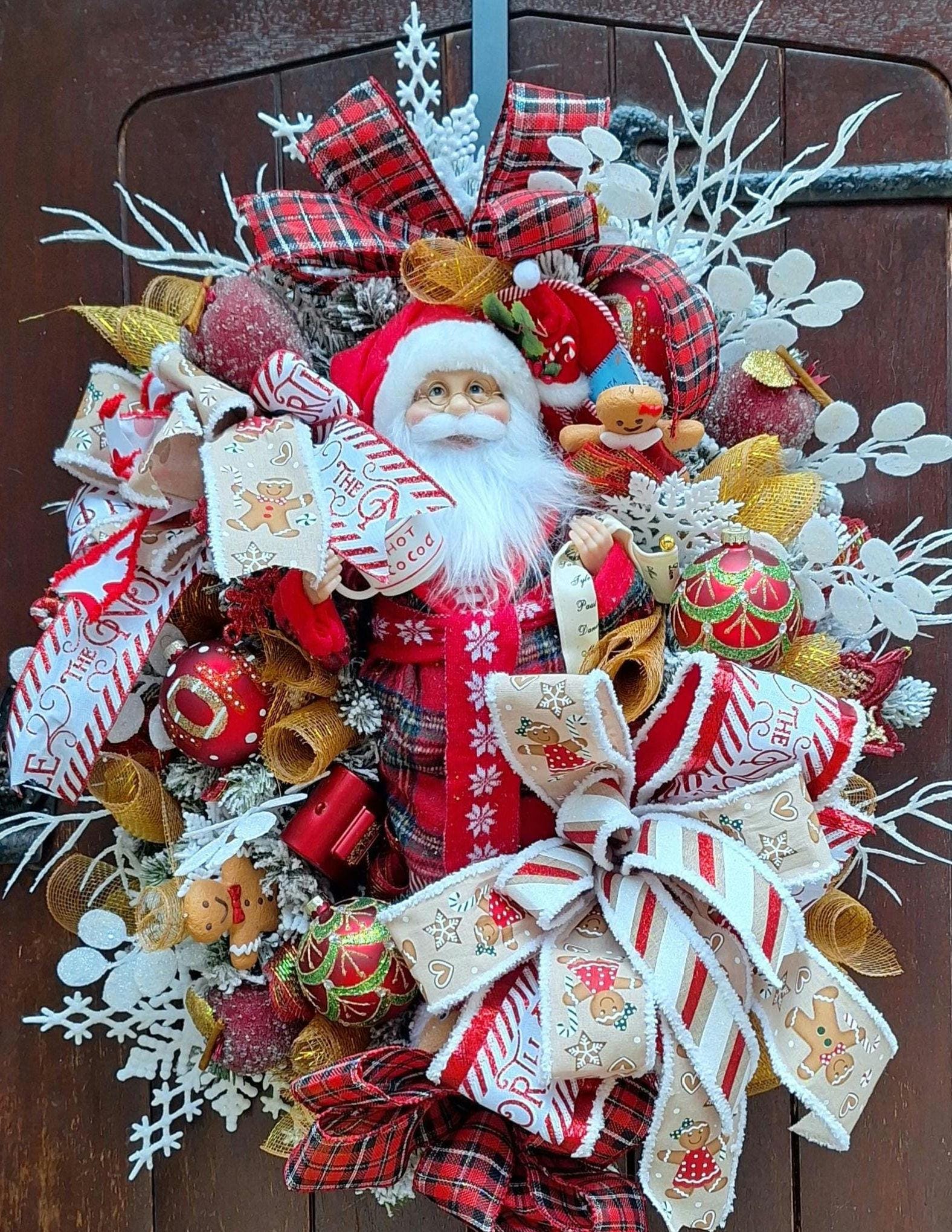 Deluxe Large Santa Wreath, 3ft Santa and Gingerbread Wreath - Etsy