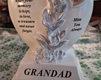 Heart Shaped Grandad Memorial Stone, Ornament
