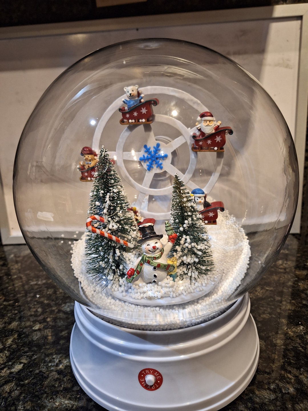 Batteries Operated Snow Globe With a Large Ferris Wheel Etsy
