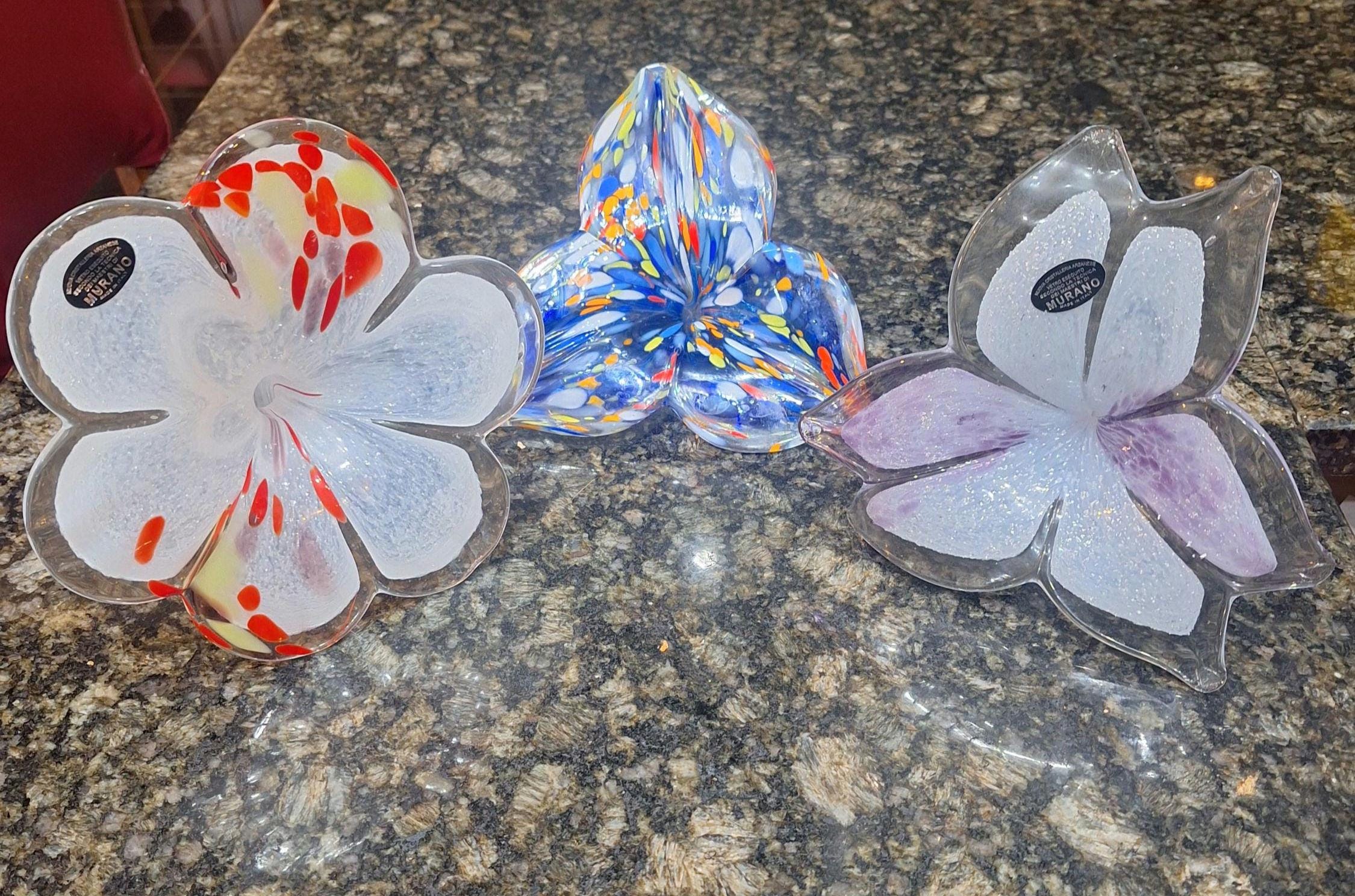 Murano Style Hand Blown Glass Lily Flower