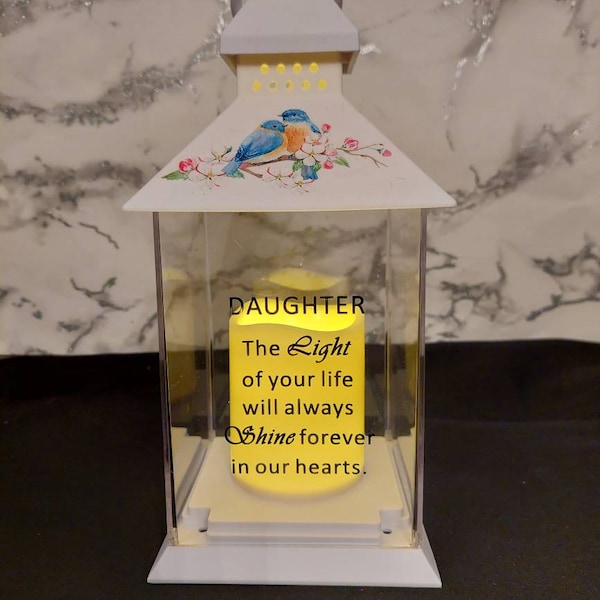 Daughter Flickering Light Memorial Lantern, Battery Operated two settings