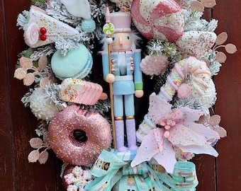 Pastel Candy Land Nutcracker Wreath,