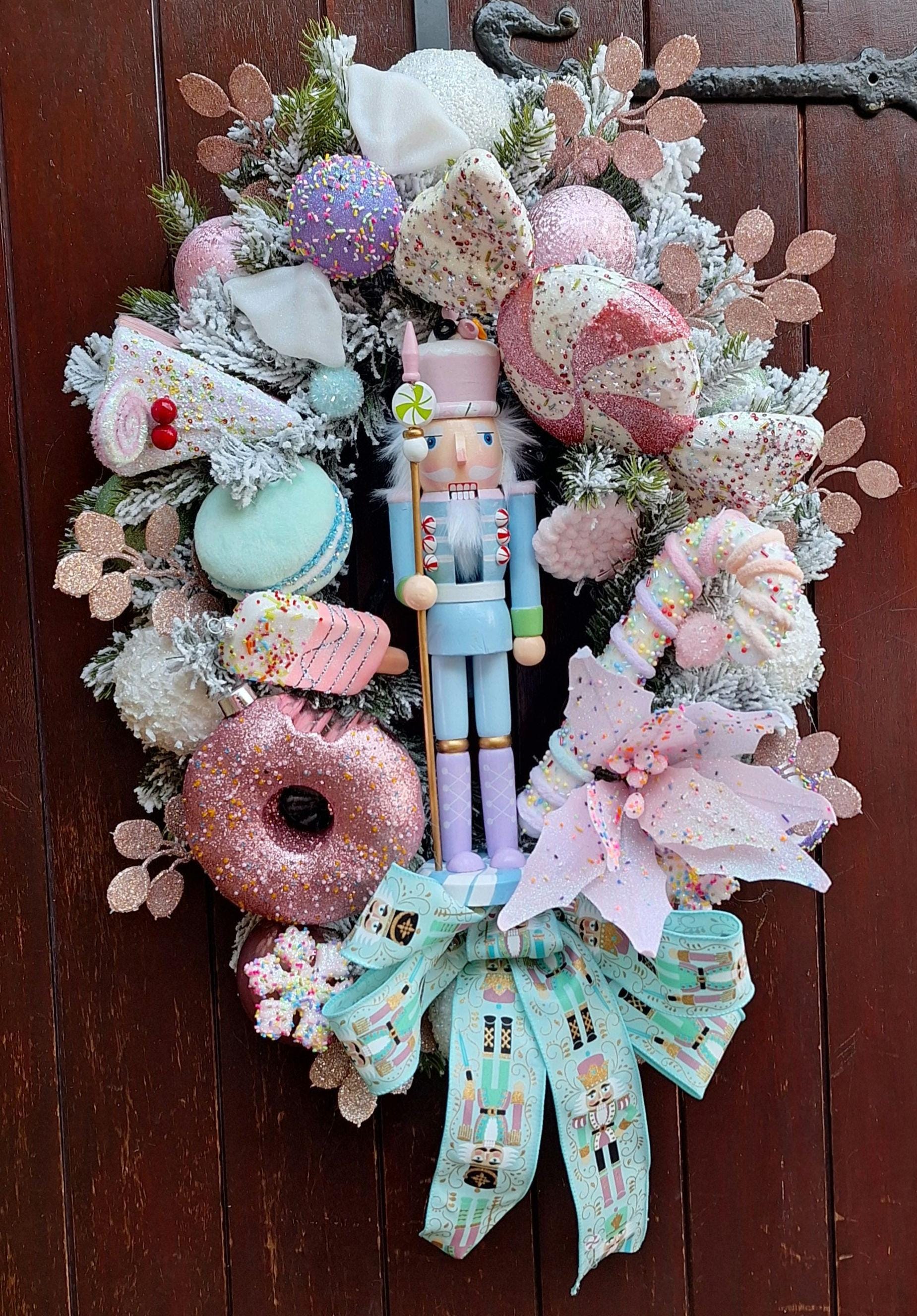 Pastel Candy Land Nutcracker Wreath,