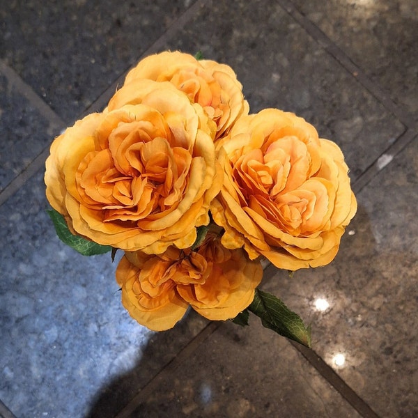 Real Touch Orange English Rose, Luxury Quality Artificial Flower | Wedding/Home Decoration | Gift Décor | Floral Faux